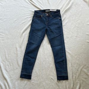 LOFT Skinny Jeans Raw Hem Stretch Blue Denim Size 0P